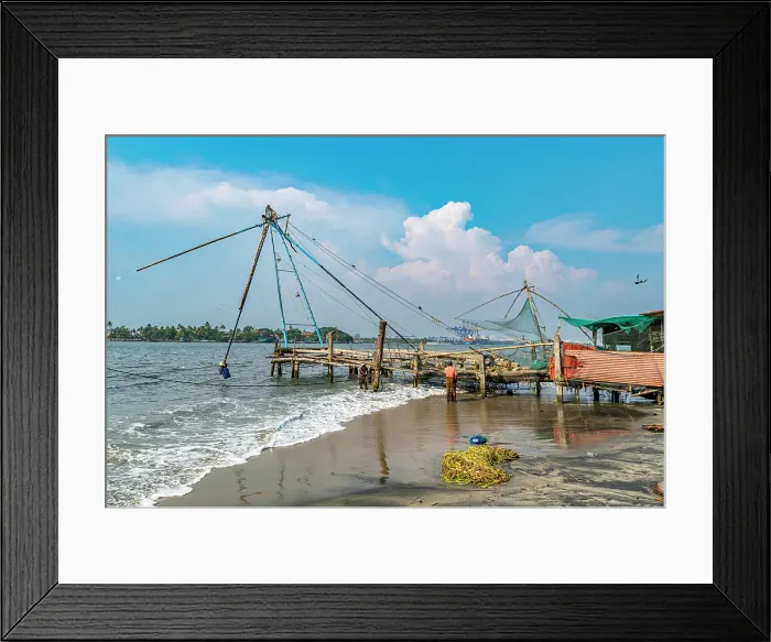 Framed Print : Chinese fishing nets, Kochi, Kerala, India, Asia Framed Print : Chinese fishing nets, Kochi, Kerala, India, Asia