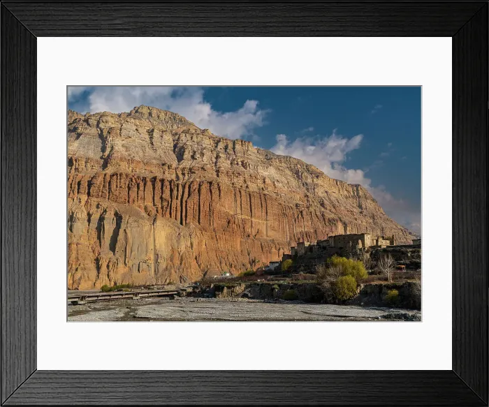 Framed Print : Eroded rock formations behind Chhusang village, Kingdom of Mustang, Himalayas, Nepal, Asia