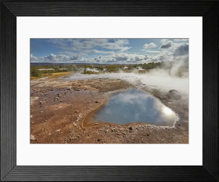 Framed Print : A steaming volcanic pool at Geysir, in the Golden Circle, in southwest Iceland, Polar Regions Framed Print : A steaming volcanic pool at Geysir, in the Golden Circle, in southwest Iceland, Polar Regions