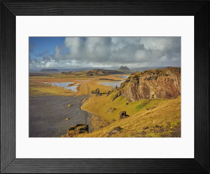 Framed Print : A rugged rocky and watery landscape around Dyrholaey Island, near the town of Vik, southern Iceland, Polar Regions Framed Print : A rugged rocky and watery landscape around Dyrholaey Island, near the town of Vik, southern Iceland, Polar Regions