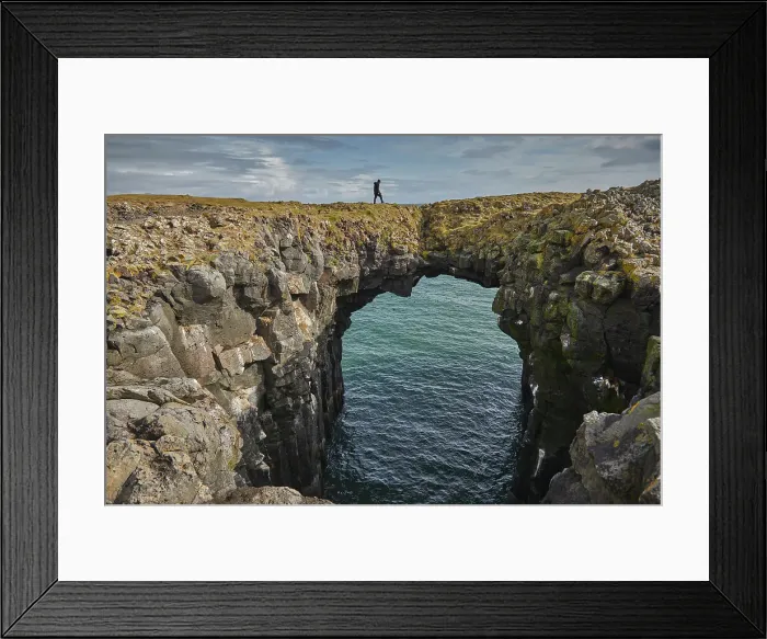 Framed Print : A basalt lava arch in the cliffs at the village of Arnastapi, Snaefellsjokull National Park, Snaefellsnes peninsula, west coast of Iceland, Polar Regions Framed Print : A basalt lava arch in the cliffs at the village of Arnastapi, Snaefellsjokull National Park, Snaefellsnes peninsula, west coast of Iceland, Polar Regions