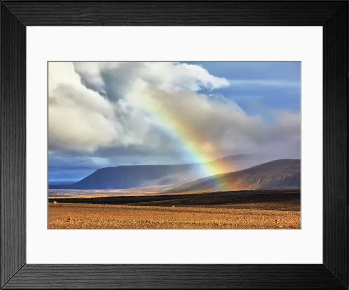 Framed Print : Rainbow over landscape along the F550 road, in the Kaldidalur valley, west of the Langjokull ice-cap, on the edge of the Highlands, west Iceland, Polar Regions Framed Print : Rainbow over landscape along the F550 road, in the Kaldidalur valley, west of the Langjokull ice-cap, on the edge of the Highlands, west Iceland, Polar Regions
