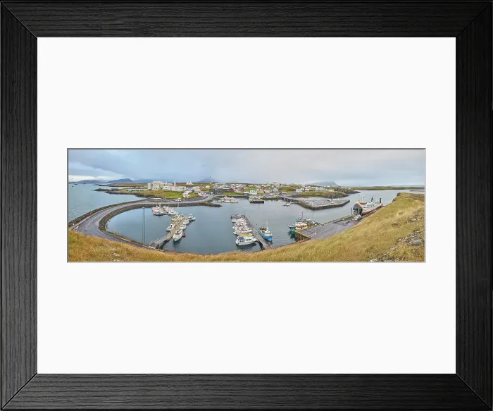 Framed Print : A panoramic view of the harbour at Stykkisholmur, on the north coast of the Snaefellsnes peninsula, western Iceland, Polar Regions Framed Print : A panoramic view of the harbour at Stykkisholmur, on the north coast of the Snaefellsnes peninsula, western Iceland, Polar Regions