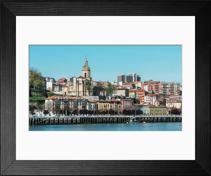 Framed Print : Andra Maria Basilika next to the River Nervion promenade in Portugalete, Bilbao, Basque Country, Spain, Europe Framed Print : Andra Maria Basilika next to the River Nervion promenade in Portugalete, Bilbao, Basque Country, Spain, Europe