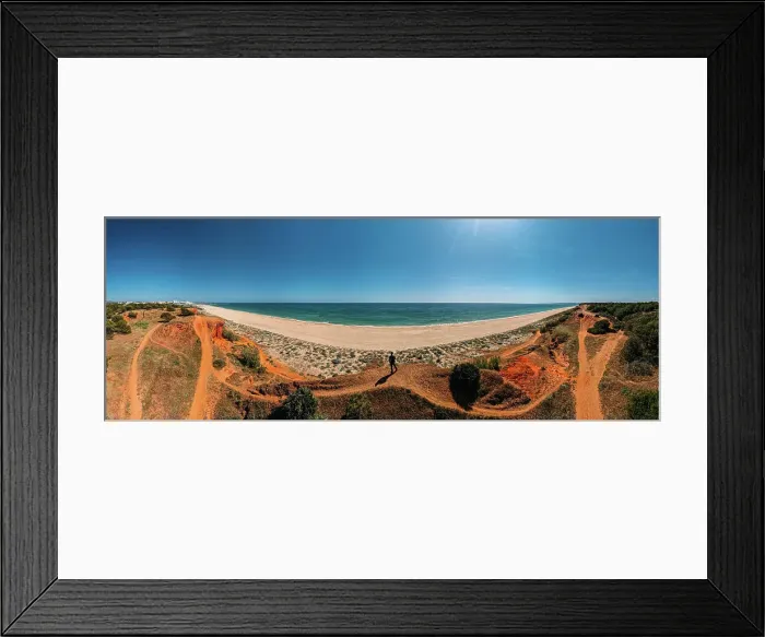 Framed Print : Aerial drone 180 degree panoramic view of Falesia cliffs, Vilamoura, Algarve, Portugal, Europe Framed Print : Aerial drone 180 degree panoramic view of Falesia cliffs, Vilamoura, Algarve, Portugal, Europe