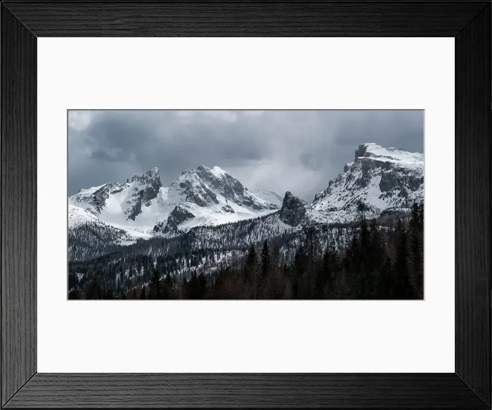 Framed Print : Panorama of Monte Cernera and Ra Gusela mountains at Passo Giau covered by snow, Dolomites, Belluno, Italy, Europe Framed Print : Panorama of Monte Cernera and Ra Gusela mountains at Passo Giau covered by snow, Dolomites, Belluno, Italy, Europe