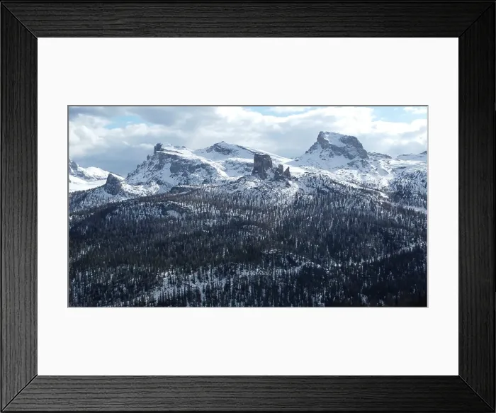 Framed Print : Cinque Torri, Averau and Ra gusela mountains covered in snow in a sunny day near Cortina d'Ampezzo, Dolomites, Belluno, Italy, Europe Framed Print : Cinque Torri, Averau and Ra gusela mountains covered in snow in a sunny day near Cortina d'Ampezzo, Dolomites, Belluno, Italy, Europe
