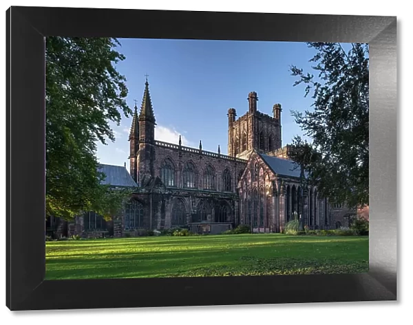 Evening light on Chester Cathedral, Chester, Cheshire, England, United Kingdom, Europe