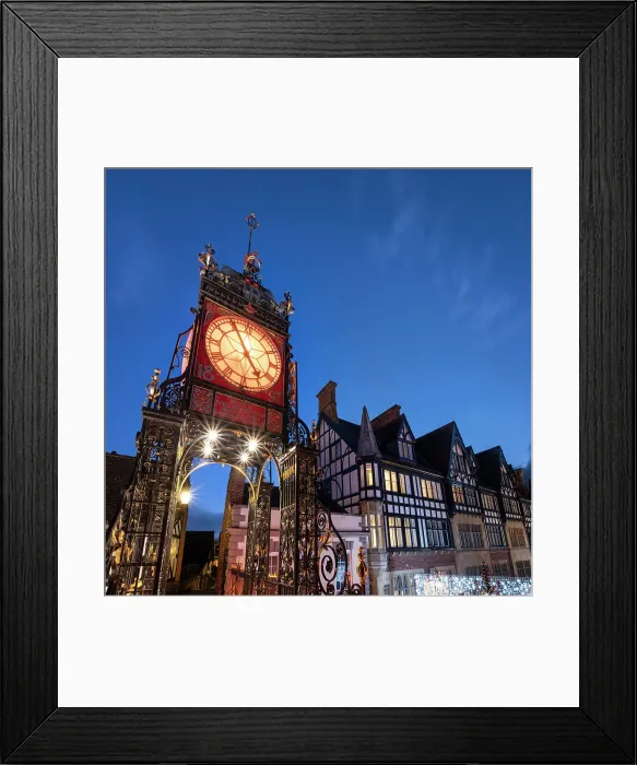 Framed Print : The Victorian Eastgate Clock on the city walls at night, Eastgate Street, Chester, Cheshire, England, United Kingdom, Europe Framed Print : The Victorian Eastgate Clock on the city walls at night, Eastgate Street, Chester, Cheshire, England, United Kingdom, Europe