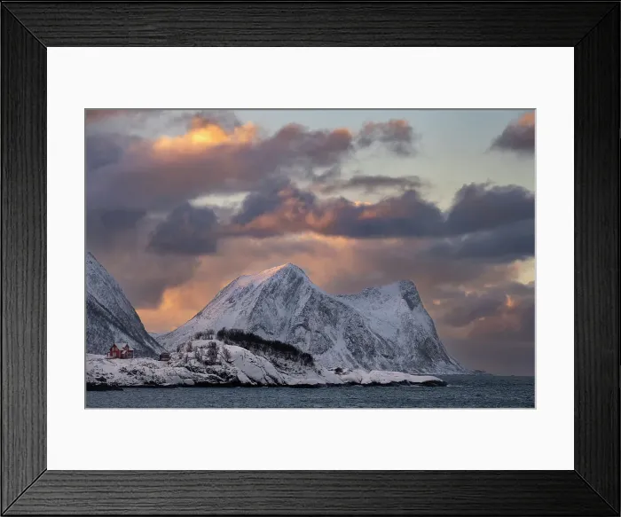 Framed Print : View of Hamn and Teistevika at sunset backed by Indre Teisten mountain, Hamn, Senja, Troms og Finnmark County, Norway, Scandinavia, Europe Framed Print : View of Hamn and Teistevika at sunset backed by Indre Teisten mountain, Hamn, Senja, Troms og Finnmark County, Norway, Scandinavia, Europe