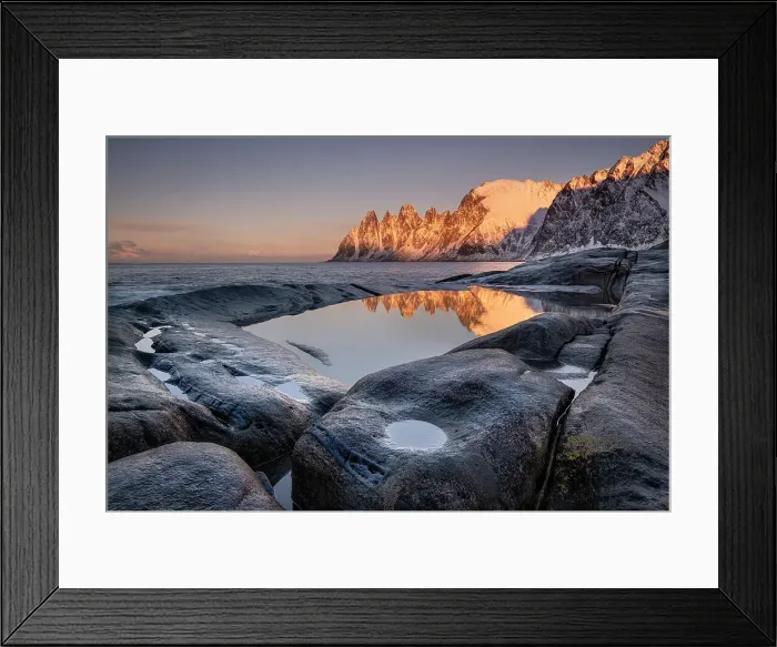 Framed Print : The Devils Jaw (Devils Teeth) at sunset, Tungeneset, Senja, Troms og Finnmark County, Norway, Scandinavia, Europe