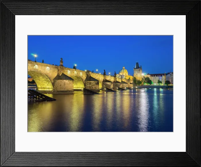 Framed Print : Illuminated Charles Bridge with reflections at twilight, UNESCO World Heritage Site, Prague, Bohemia, Czech Republic (Czechia), Europe Framed Print : Illuminated Charles Bridge with reflections at twilight, UNESCO World Heritage Site, Prague, Bohemia, Czech Republic (Czechia), Europe