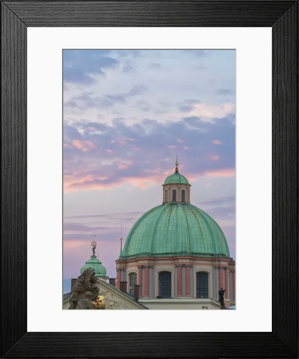 Framed Print : Details of dome of Church of Saint Francis of Assisi at sunrise, Prague, Bohemia, Czech Republic (Czechia), Europe Framed Print : Details of dome of Church of Saint Francis of Assisi at sunrise, Prague, Bohemia, Czech Republic (Czechia), Europe