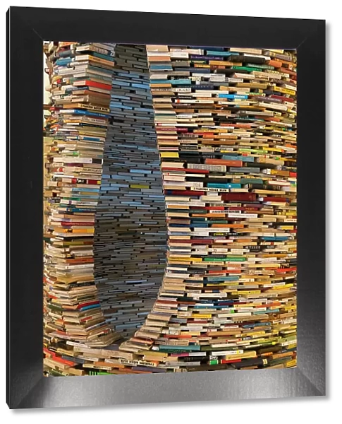 Artwork named Idiom designed by Matej Kren in 1998, a book tunnel of 8000 books at the Municipal Library of Prague, Prague, Czech Republic (Czechia), Europe