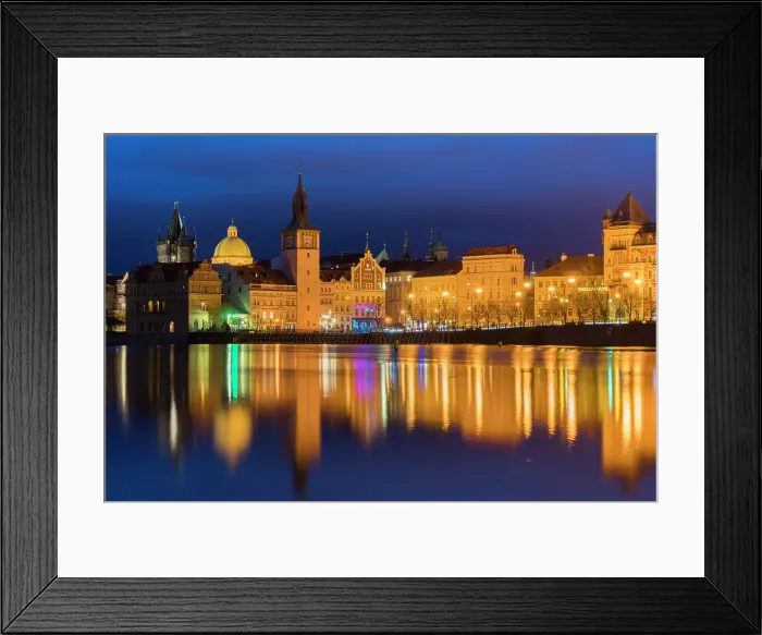 Framed Print : Reflection of Bedrich Smetana Museum and Old Town Waterworks at Smetanovo nabrezi at night, Prague, Bohemia, Czech Republic (Czechia), Europe Framed Print : Reflection of Bedrich Smetana Museum and Old Town Waterworks at Smetanovo nabrezi at night, Prague, Bohemia, Czech Republic (Czechia), Europe