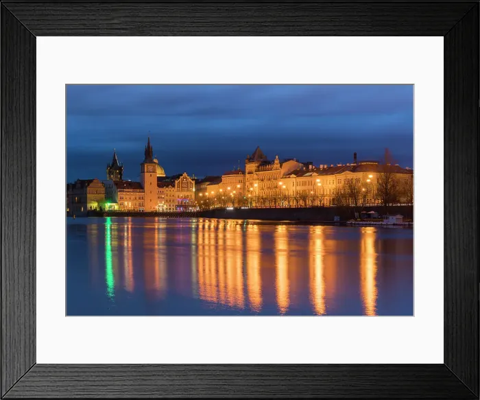 Framed Print : Reflection of Bedrich Smetana Museum and Old Town Waterworks at Smetanovo nabrezi at night, Prague, Bohemia, Czech Republic (Czechia), Europe Framed Print : Reflection of Bedrich Smetana Museum and Old Town Waterworks at Smetanovo nabrezi at night, Prague, Bohemia, Czech Republic (Czechia), Europe