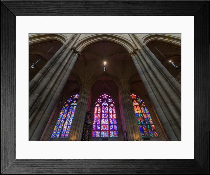 Framed Print : Low angle view of stained glass windows at St. Vitus Cathedral, UNESCO World Heritage Site, Prague, Bohemia, Czech Republic (Czechia), Europe Framed Print : Low angle view of stained glass windows at St. Vitus Cathedral, UNESCO World Heritage Site, Prague, Bohemia, Czech Republic (Czechia), Europe