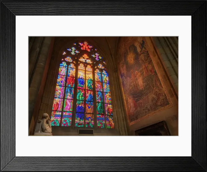 Framed Print : Low angle view of stained glass windows at St. Vitus Cathedral, UNESCO World Heritage Site, Prague, Bohemia, Czech Republic (Czechia), Europe Framed Print : Low angle view of stained glass windows at St. Vitus Cathedral, UNESCO World Heritage Site, Prague, Bohemia, Czech Republic (Czechia), Europe