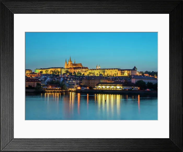 Framed Print : Illuminated Prague Castle at twilight, UNESCO World Heritage Site, Prague, Bohemia, Czech Republic (Czechia), Europe