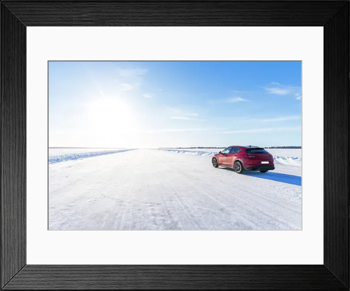 Framed Print : Side view of a red car travelling on empty icy road on the frozen sea, Lulea, Norrbotten County, Lapland, Sweden, Scandinavia, Eurupe Framed Print : Side view of a red car travelling on empty icy road on the frozen sea, Lulea, Norrbotten County, Lapland, Sweden, Scandinavia, Eurupe