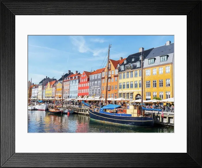 Framed Print : Colourful houses and wooden boats in Nyhavn harbour, Copenhagen, Denmark, Scandinavia, Europe Framed Print : Colourful houses and wooden boats in Nyhavn harbour, Copenhagen, Denmark, Scandinavia, Europe
