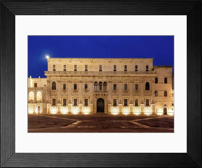 Framed Print : Palace in Piazza del Duomo square of Lecce at blue hour, Salento, Apulia, Italy, Europe Framed Print : Palace in Piazza del Duomo square of Lecce at blue hour, Salento, Apulia, Italy, Europe