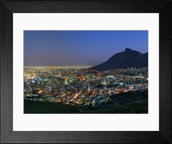 Framed Print : Sunset over Cape Town city, South Africa, Africa Framed Print : Sunset over Cape Town city, South Africa, Africa