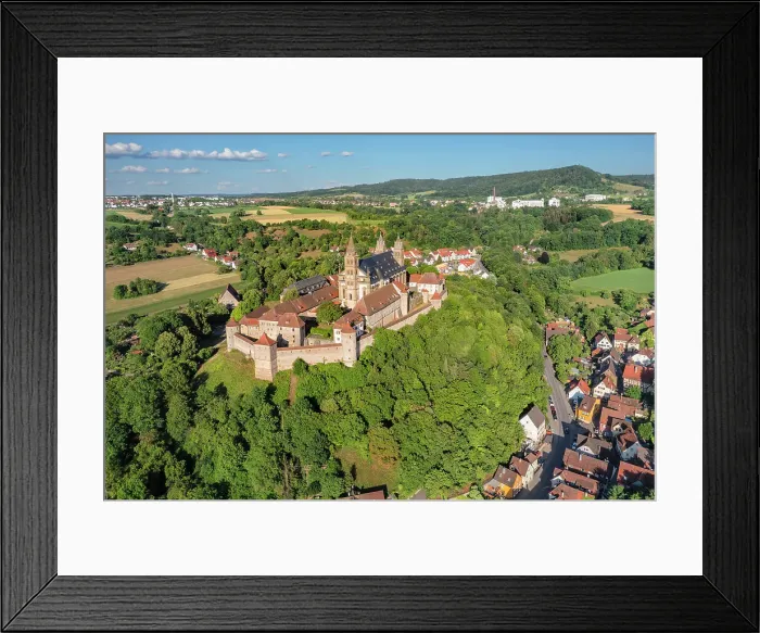 Framed Print : Aerial of Comburg Benedictine Monastery, Steinbach, Kocher Valley, Schwabisch Hall, Hohenlohe, Baden-Wurttemberg, Germany, Europe Framed Print : Aerial of Comburg Benedictine Monastery, Steinbach, Kocher Valley, Schwabisch Hall, Hohenlohe, Baden-Wurttemberg, Germany, Europe