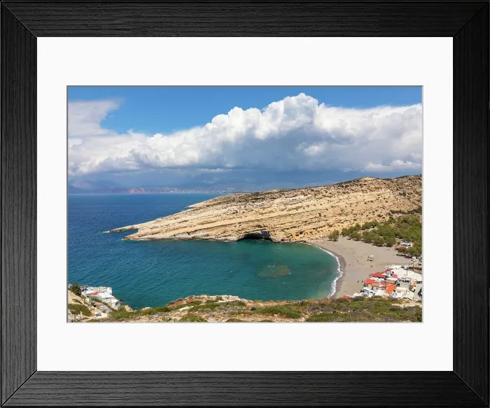 Framed Print : Bay and beach of Matala, Iraklion, Crete, Greek Islands, Greece, Europe