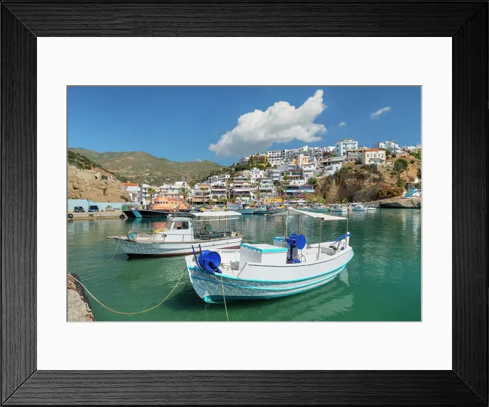 Framed Print : Fishing boats in the port of Agia Galini, South Coast, Crete, Greek Islands, Greece, Europe Framed Print : Fishing boats in the port of Agia Galini, South Coast, Crete, Greek Islands, Greece, Europe