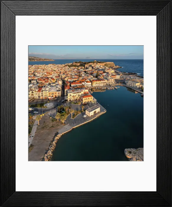 Framed Print : Aerial of Venetian harbor with a view of Venetian Fortezza, Rethymno, Crete, Greek Islands, Greece, Europe Framed Print : Aerial of Venetian harbor with a view of Venetian Fortezza, Rethymno, Crete, Greek Islands, Greece, Europe
