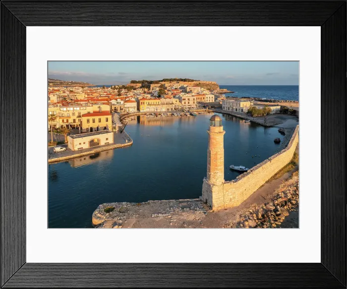 Framed Print : Lighthouse at the Venetian harbor with a view of Venetian Fortezza, Rethymno, Crete, Greek Islands, Greece, Europe Framed Print : Lighthouse at the Venetian harbor with a view of Venetian Fortezza, Rethymno, Crete, Greek Islands, Greece, Europe