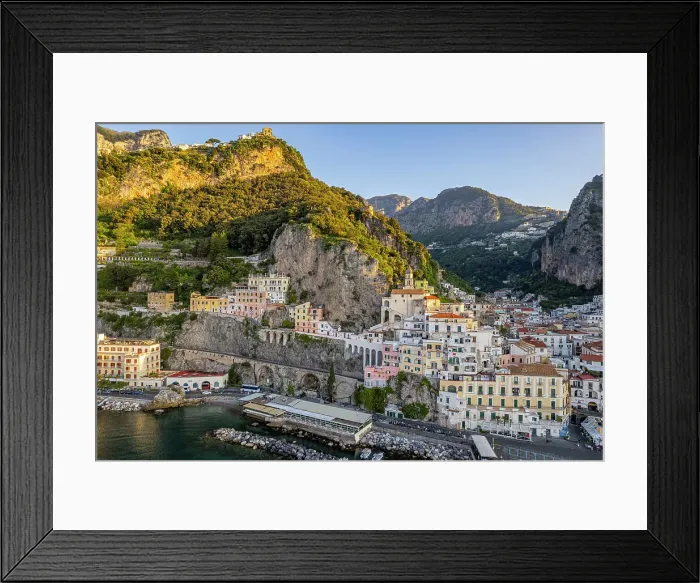 Framed Print : Aerial view of the town at sunrise, Amalfi, Amalfi Coast (Costiera Amalfitana), UNESCO World Heritage Site, Campania, Italy, Europe Framed Print : Aerial view of the town at sunrise, Amalfi, Amalfi Coast (Costiera Amalfitana), UNESCO World Heritage Site, Campania, Italy, Europe