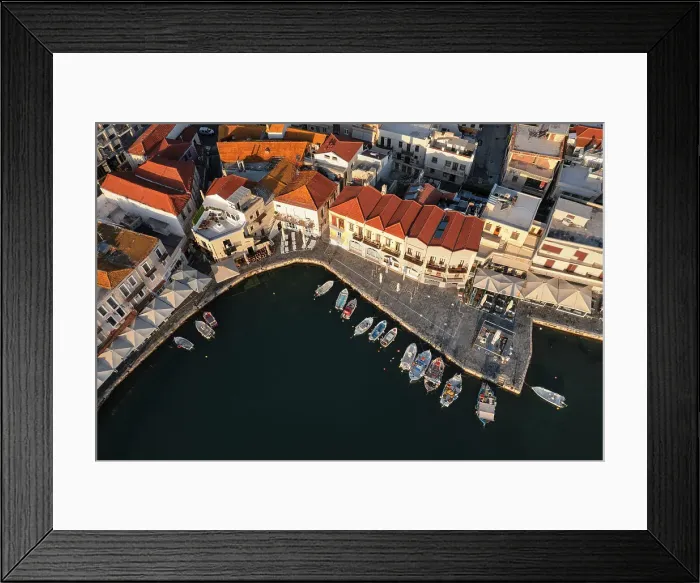 Framed Print : Aerial view of Venetian harbor, Rethymno, Crete, Greek Islands, Greece, Europe Framed Print : Aerial view of Venetian harbor, Rethymno, Crete, Greek Islands, Greece, Europe