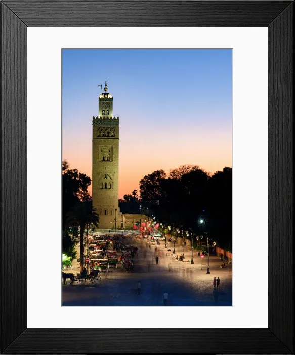 Framed Print : Ancient Koutoubia Mosque, UNESCO World Heritage Site, and Jemaa el Fna road at twilight, Marrakech, Morocco, North Africa, Africa Framed Print : Ancient Koutoubia Mosque, UNESCO World Heritage Site, and Jemaa el Fna road at twilight, Marrakech, Morocco, North Africa, Africa