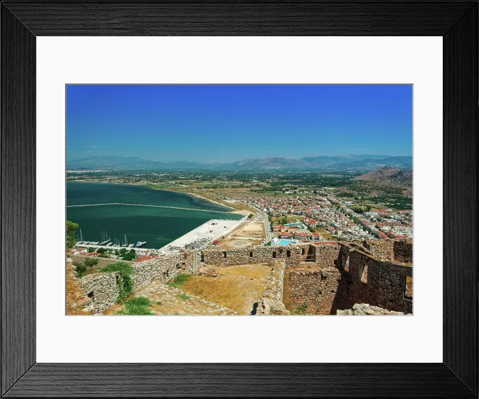Framed Print : Historic town panoramic view, with traditional low-rise red tile roof buildings, Nafplion, Peloponnese, Greece, Europe Framed Print : Historic town panoramic view, with traditional low-rise red tile roof buildings, Nafplion, Peloponnese, Greece, Europe