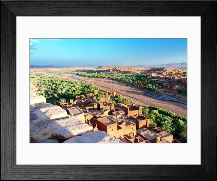 Framed Print : High angle view of Ait Ben Haddou, UNESCO World Heritage Site, in the desert landscape at feet of Atlas Mountains, Ouarzazate province, Morocco, North Africa, Africa Framed Print : High angle view of Ait Ben Haddou, UNESCO World Heritage Site, in the desert landscape at feet of Atlas Mountains, Ouarzazate province, Morocco, North Africa, Africa