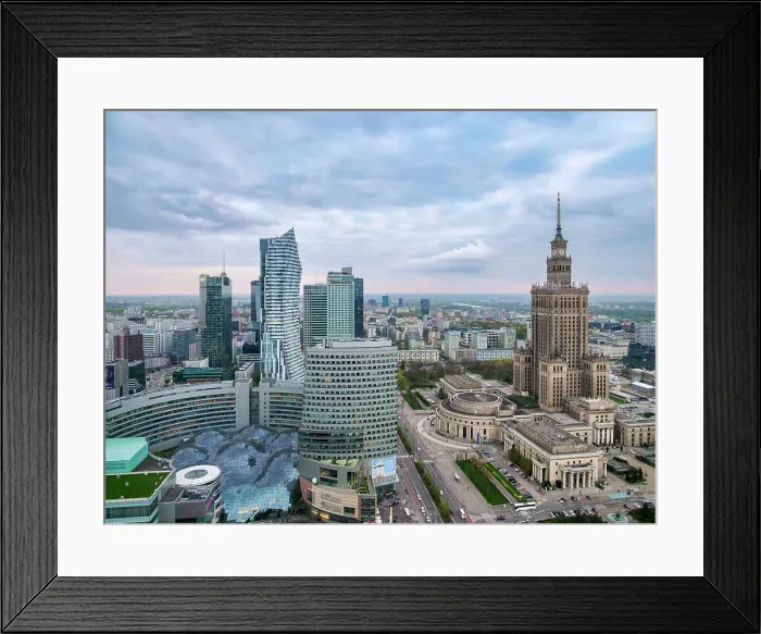 Framed Print : City Centre Skyline and Palace of Culture and Science, elevated view, Warsaw, Masovian Voivodeship, Poland, Europe Framed Print : City Centre Skyline and Palace of Culture and Science, elevated view, Warsaw, Masovian Voivodeship, Poland, Europe