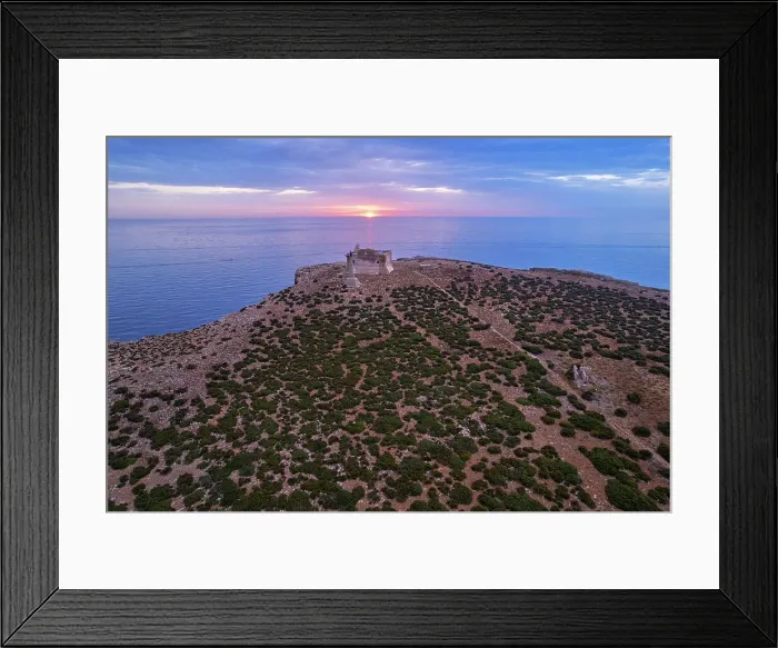 Framed Print : Aerial view of the fortified tower and island of Capo Passero at sunrise, Capo Passero island, Portopalo di Capo Passero municipality, Siracusa province, Sicily, Italy, Mediterranean, Europe Framed Print : Aerial view of the fortified tower and island of Capo Passero at sunrise, Capo Passero island, Portopalo di Capo Passero municipality, Siracusa province, Sicily, Italy, Mediterranean, Europe
