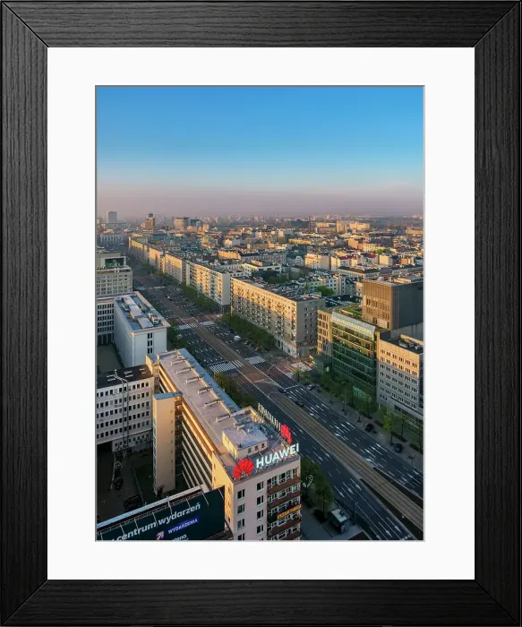 Framed Print : Marszalkowska Street and City Centre Skyline at sunrise, elevated view, Warsaw, Masovian Voivodeship, Poland, Europe Framed Print : Marszalkowska Street and City Centre Skyline at sunrise, elevated view, Warsaw, Masovian Voivodeship, Poland, Europe