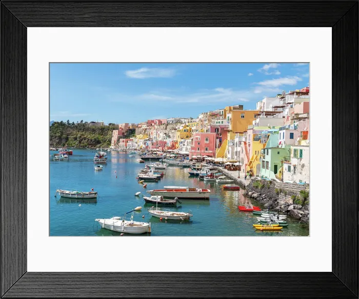 Framed Print : Colourful houses and boats at Marina Corricella, Procida island, Naples bay, Naples province, Phlegraean islands, Campania region, Italy, Europe Framed Print : Colourful houses and boats at Marina Corricella, Procida island, Naples bay, Naples province, Phlegraean islands, Campania region, Italy, Europe
