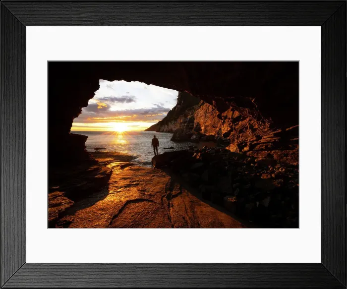 Framed Print : A boy admires a beautiful spring sunset from the Byron cave, Portovenere, La Spezia province, Liguria district, Italy, Europe Framed Print : A boy admires a beautiful spring sunset from the Byron cave, Portovenere, La Spezia province, Liguria district, Italy, Europe