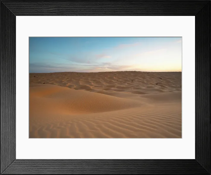 Framed Print : Spring sunset at the gates of the Sahara desert, with the sand dunes illuminated by the golden light, Tunisia, North Africa, Africa Framed Print : Spring sunset at the gates of the Sahara desert, with the sand dunes illuminated by the golden light, Tunisia, North Africa, Africa