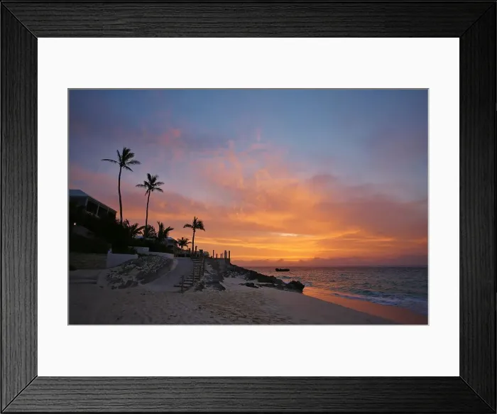 Framed Print : Sunrise on Bermuda's Pink Beach West, Bermuda, Atlantic, North America