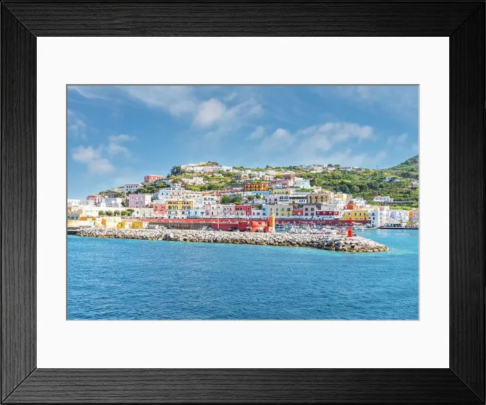 Framed Print : Colourful buildings surrounding the harbour of the fishing village of Ponza on a summer day, Ponza island, Pontine Islands, Latina province, Latium (Lazio), Italy, Europe Framed Print : Colourful buildings surrounding the harbour of the fishing village of Ponza on a summer day, Ponza island, Pontine Islands, Latina province, Latium (Lazio), Italy, Europe