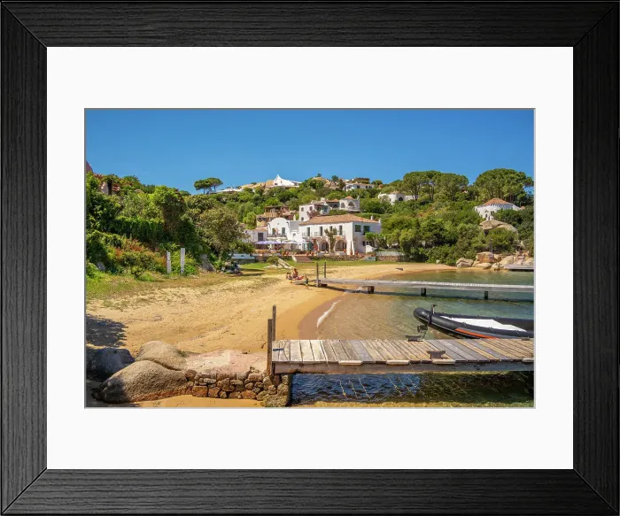 Framed Print : View of beach and whitewashed villas of Porto Rafael, Sardinia, Italy, Mediterranean, Europe Framed Print : View of beach and whitewashed villas of Porto Rafael, Sardinia, Italy, Mediterranean, Europe