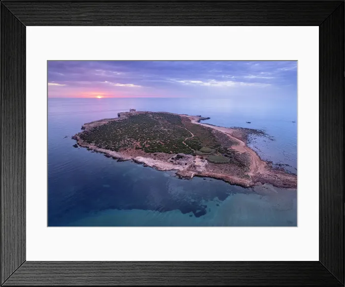 Framed Print : Aerial view of Capo Passero island at sunrise, Portopalo di Capo Passero municipality, Siracusa province, Sicily, Italy, Mediterranean, Europe Framed Print : Aerial view of Capo Passero island at sunrise, Portopalo di Capo Passero municipality, Siracusa province, Sicily, Italy, Mediterranean, Europe