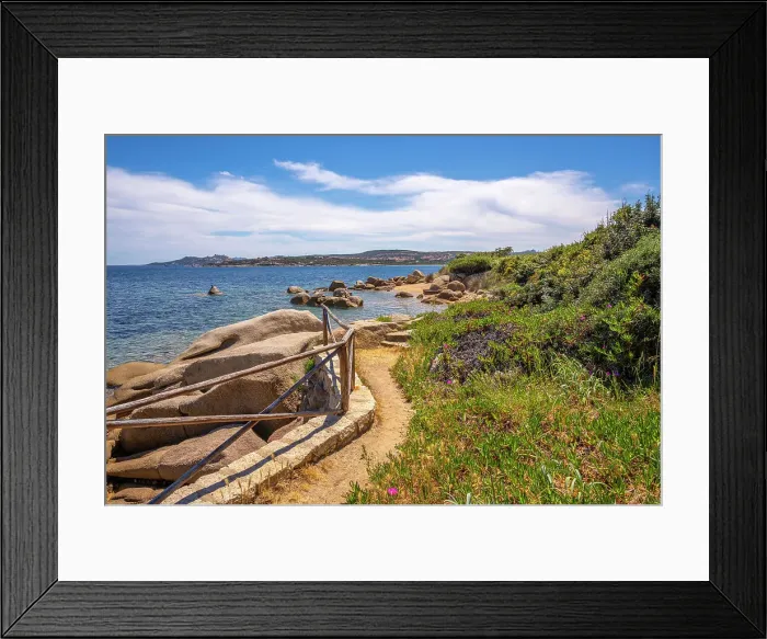 Framed Print : View of sea and coast towards La Maddalena from near Porto Rafael, Sardinia, Italy, Mediterranean, Europe