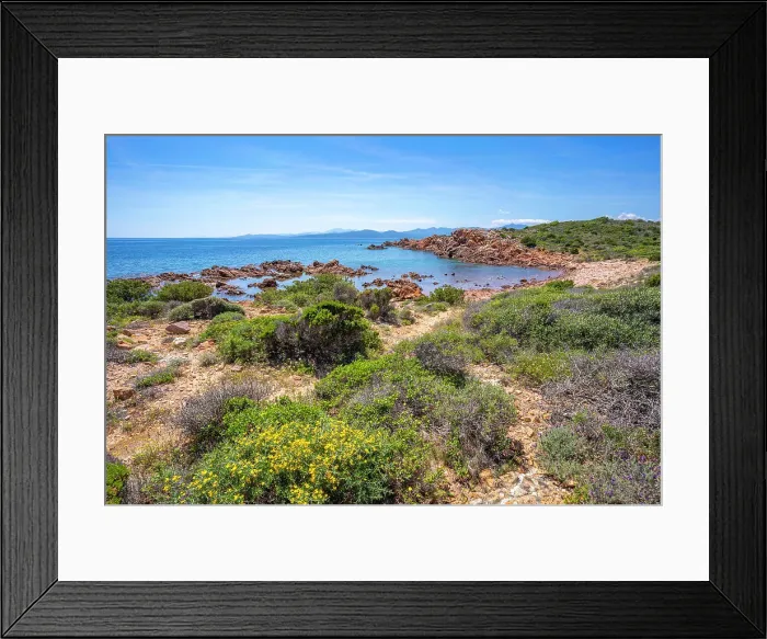 Framed Print : View of rugged coastline from Capo Coda Cavallo, Sardinia, Italy, Mediterranean, Europe Framed Print : View of rugged coastline from Capo Coda Cavallo, Sardinia, Italy, Mediterranean, Europe