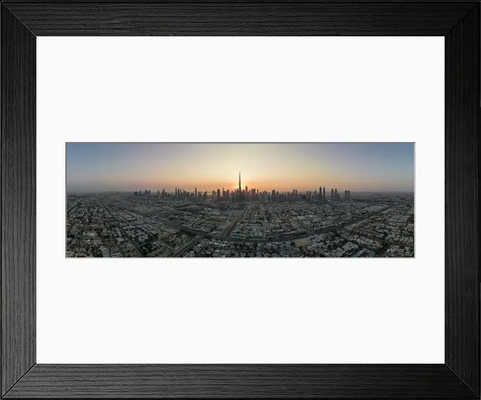 Framed Print : Aerial view of sunrise over Dubai, United Arab Emirates, Middle East Framed Print : Aerial view of sunrise over Dubai, United Arab Emirates, Middle East